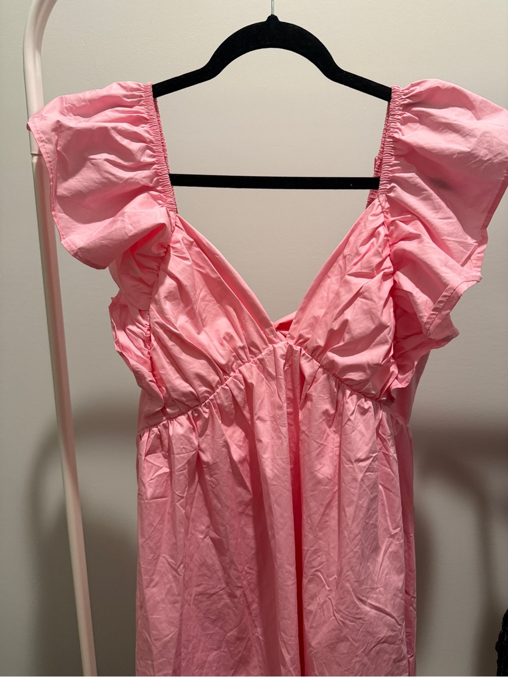 Pink Ruffled V-Neck Women’s Dress
